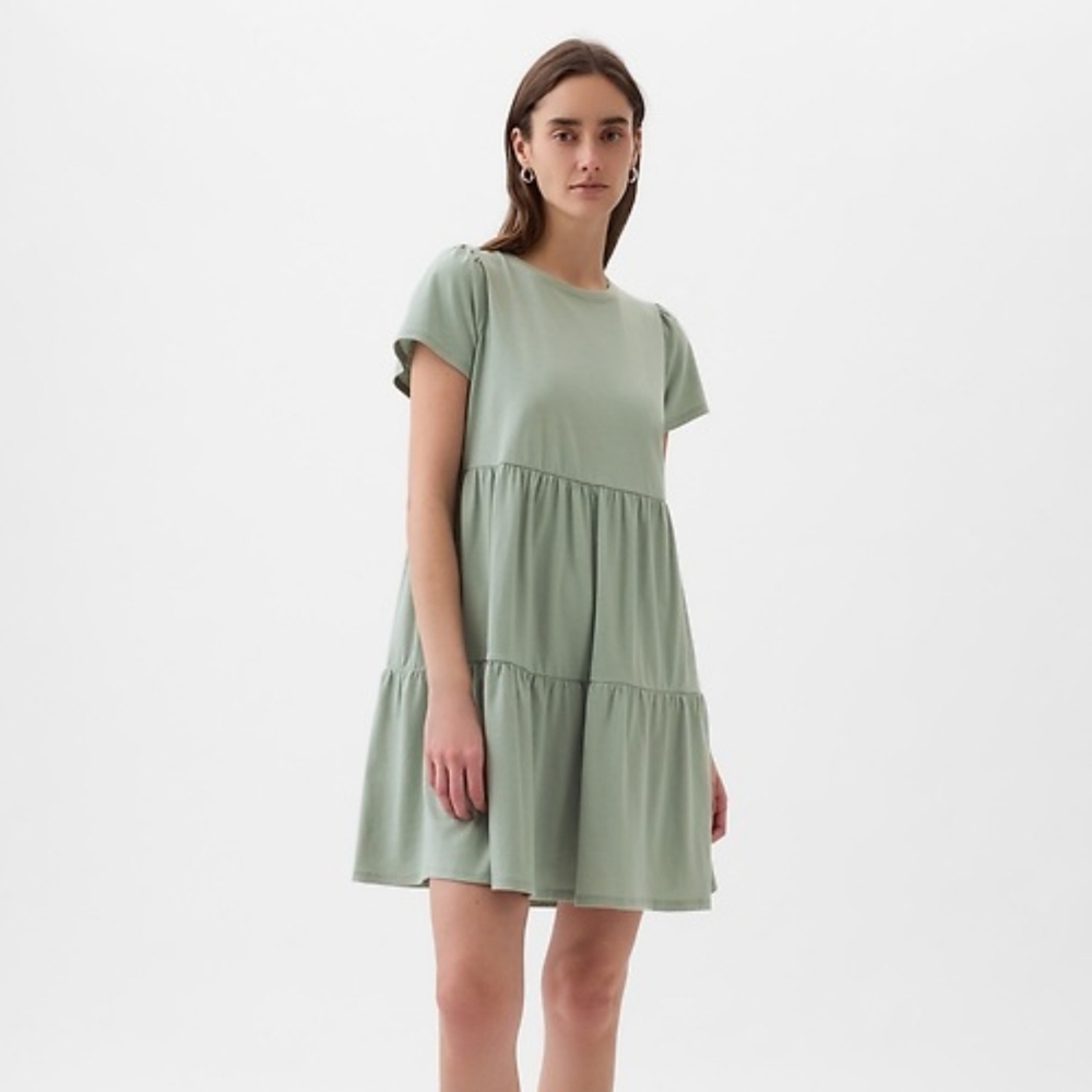 Tiered Mini Dress Sage